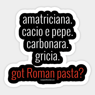 Roman Pastas (white letters) Sticker